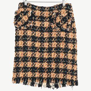 Junya Watanabe Comme des Garcons Orange & Black Lurex Check-Tweed Pencil Skirt